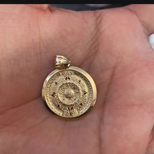 Aztec calendar 14kt charm
